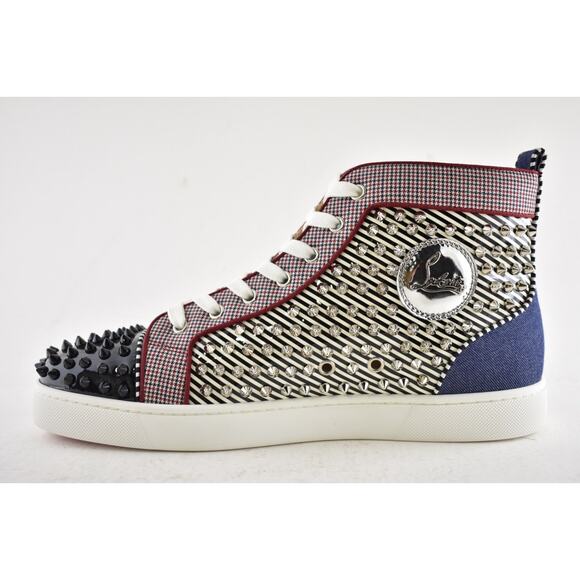 Christian Louboutin Louis Orlato Flat Spike Black White High Top Sneaker 44 11 - Picture 9 of 12